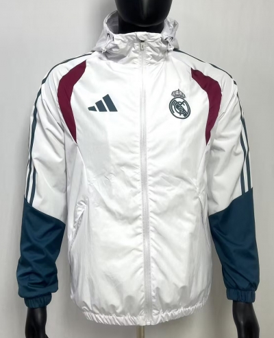 2627 R M white with green red windbreaker jacket with caps S-XXL